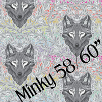 Tula Pink Graywork MINKY - Wolf of Pink Street FOG - preorder November 2025