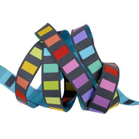 Graywork Renaissance Ribbon - Disco Stripe Carbon 5/8” wide - sold by the meter 40” - Preorder October 2025