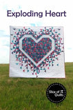Exploding Heart Quilt - Teal/ Pink/ Purple