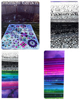 Midnight Garden (black & white edition) Colorway 🌸Flower Farm Sampler QUILT KIT with pattern book - 80” x 100”💜