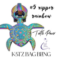 NEW - KATZ Bag Bling - #5 Rainbow TURTLE POWER Zipper Pulls (5 pc)