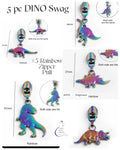 NEW - 5 pc DINO Swag - KATZ Bag Bling - #5 Rainbow Zipper Pulls - 5 pc for $12