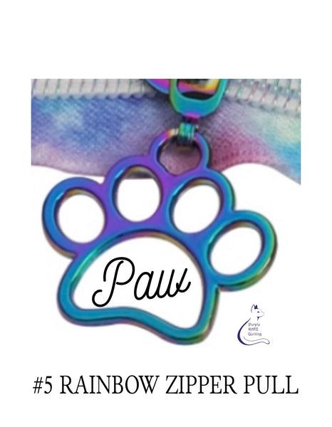 More coming October - KATZ Bag Bling - #5 Rainbow PAW - Zipper Pulls (5 pc)