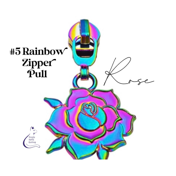 More coming October - KATZ Bag Bling - #5 Rainbow ROSE   Zipper Pulls (5 pc)