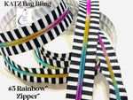 KATZ Bag Bling - B/W Stripe Rainbow #5 Zipper Tape - 3 m