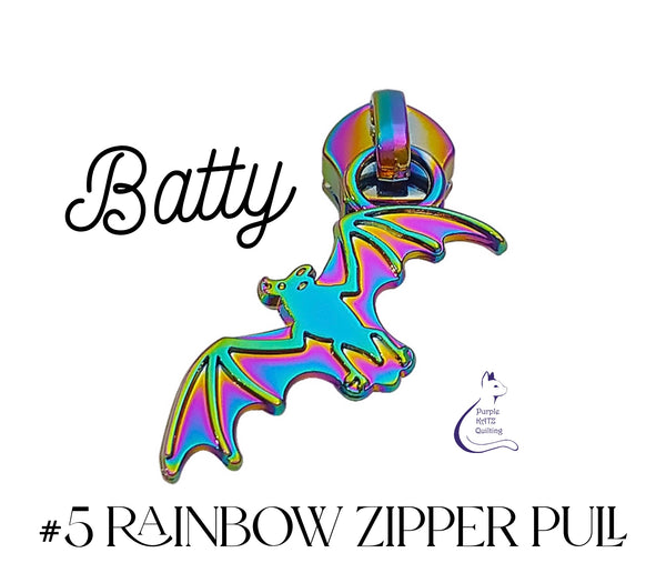 KATZ Bag Bling - #5 Rainbow BATTY  Zipper Pulls (5 pc)