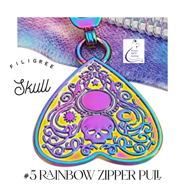 KATZ Bag Bling - #5 Rainbow Filigree Heart Zipper Pulls (5 pc)