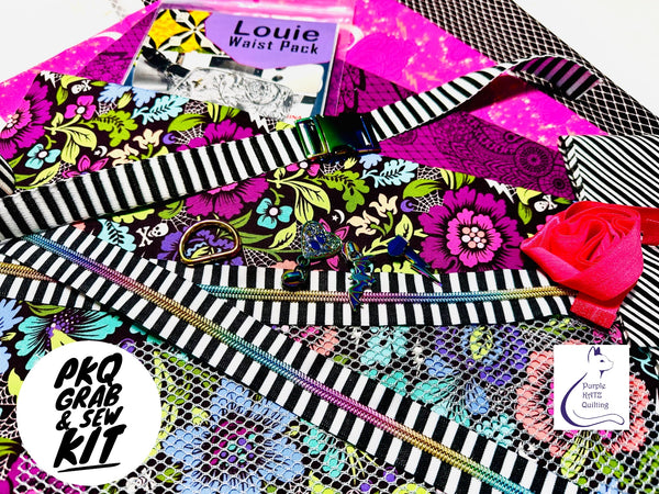 Louie Waist Pack Fabric KIT - Tula Pink Nightshade DejaVu - MEDIUM - With Printed pattern by Uh Oh Creations