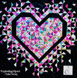 NEW 💜 MINI 💜 Exploding Heart Quilt KIT -  Tula Pink NEON on Black Background & BONUS Sticker