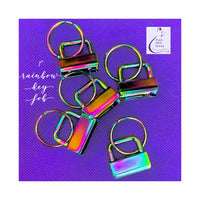 KATZ Bag Bling - 1” Rainbow Key Fob Hardware with key ring (pack of 10)