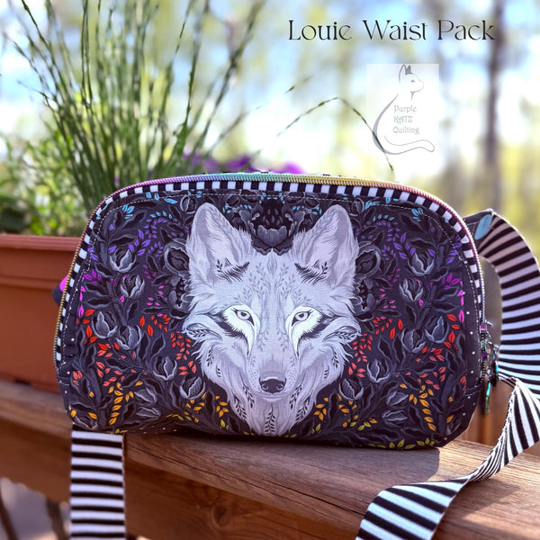 Preorder October 2025 - Louie Waist Pack KIT in Tula Pink Greywork - WOLF dark