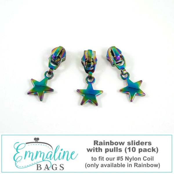 Emmaline Bags Large Star Zipper Pulls - #5 - Rainbow