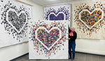Linework by Tula Pink - Exploding Heart Quilt KIT -  Linework Black & White & Rainbow