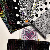 Linework by Tula Pink - Exploding Heart Quilt KIT -  Linework Black & White & Rainbow